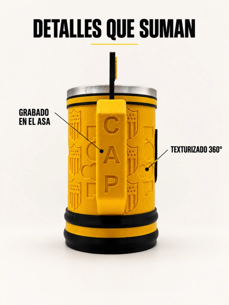 Jarra con mezclador penarol amarilla - Grabado en el asa y texturizado 360 grados